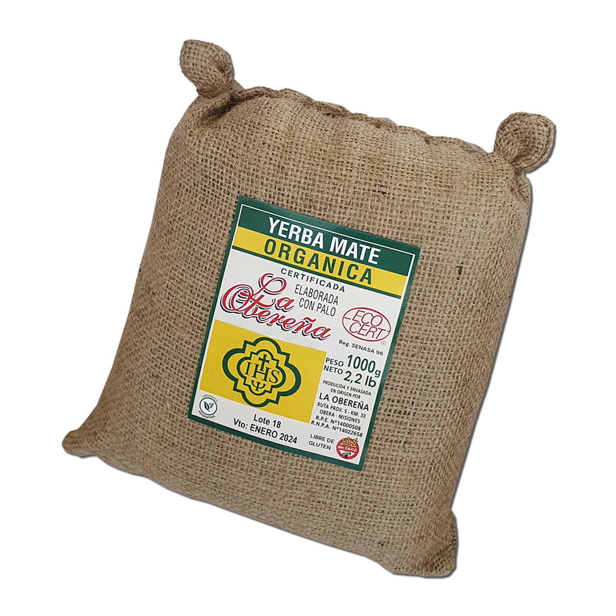 Yerba Mate La Obereña in Burlap Bag - Organic 1,1lb / 1Kg